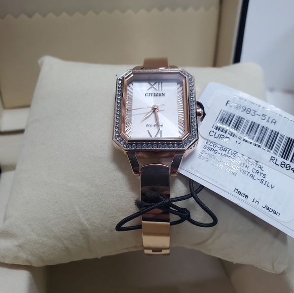 New Citizen Ladies' Silhouette Crystal Eco-Drive Bangle Watch, Rectanlge Case, 3 - Picture 4 of 8